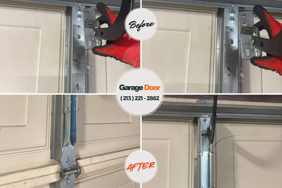 Before and after: garage door repair West Bay Shore, NY